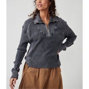 FREE PEOPLE FP One Ashton Zip Thermal / Charcoal Size M